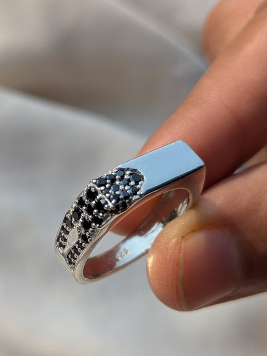 Black Panthera Silver Ring For Men