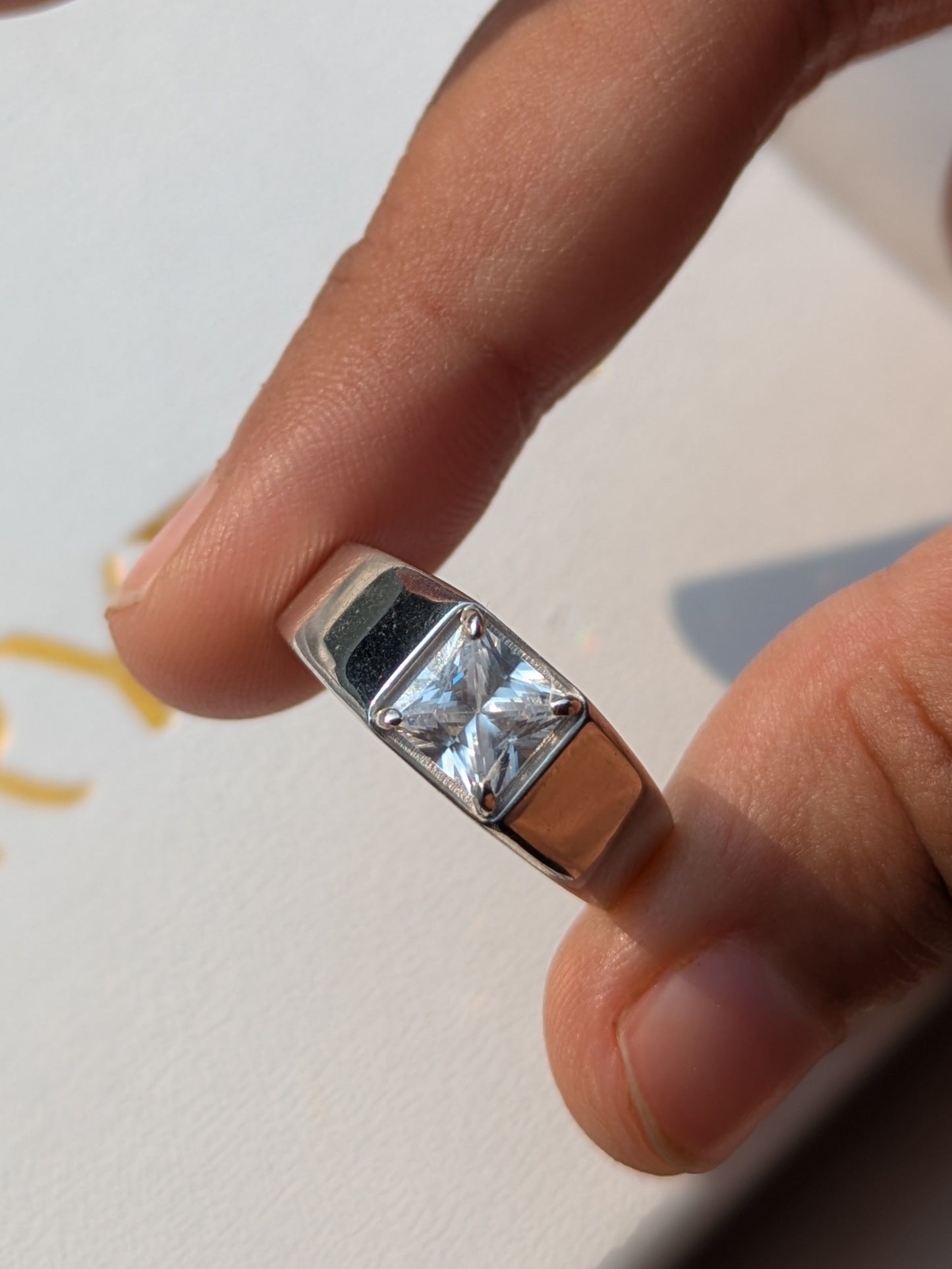 1.5 Ct Princess Cut Silver Engagement Ring For Men