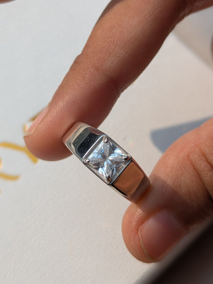 1.5 Ct Princess Cut Silver Engagement Ring For Men