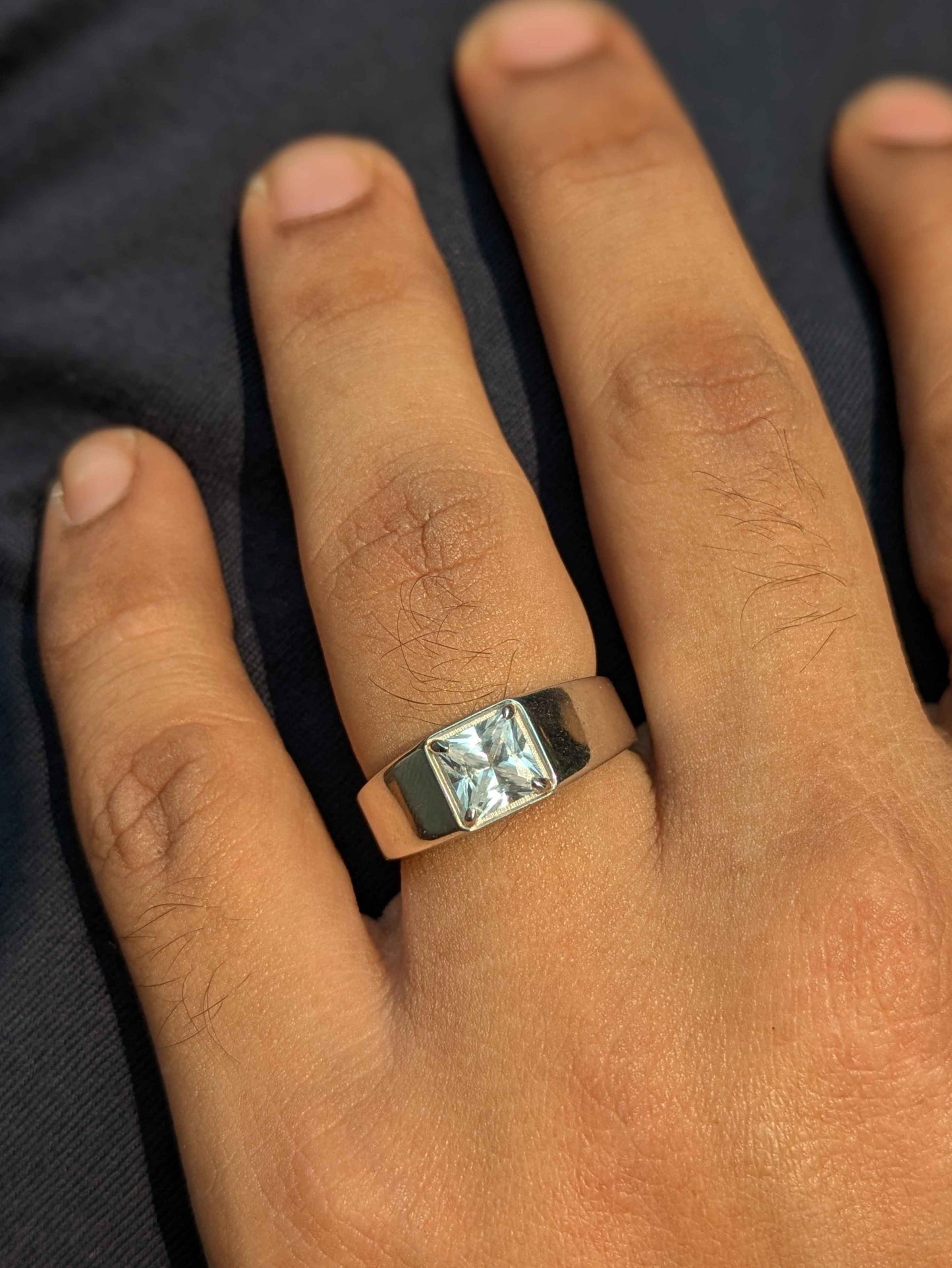 1.5 Ct Princess Cut Silver Engagement Ring For Men