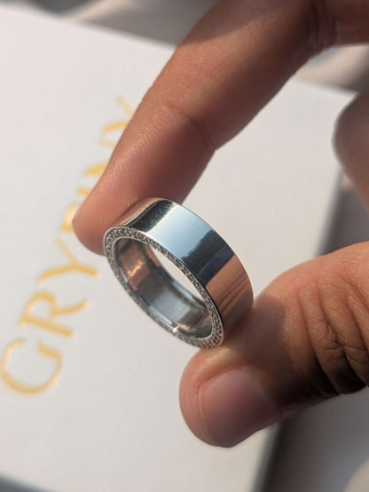 Alpha Silver Signature Band Ring For Men