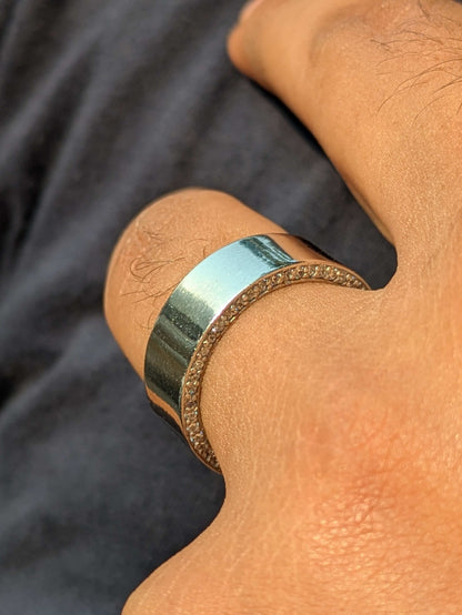 Alpha Silver Signature Band Ring For Men