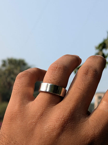 Alpha Silver Signature Band Ring For Men