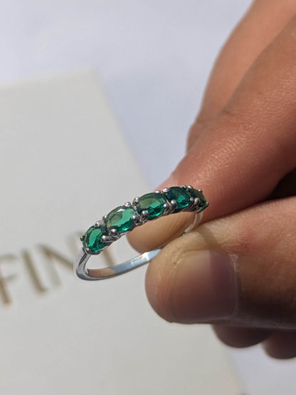 Oval Half Eternity Silver Band For Women