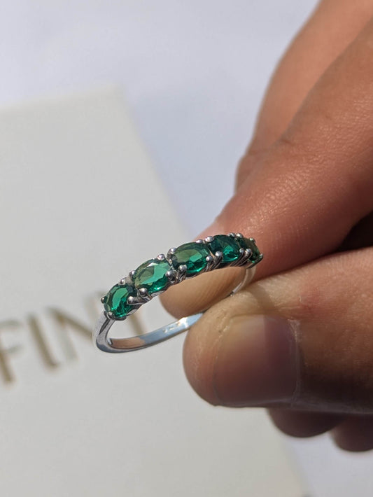 Oval Half Eternity Silver Band For Women