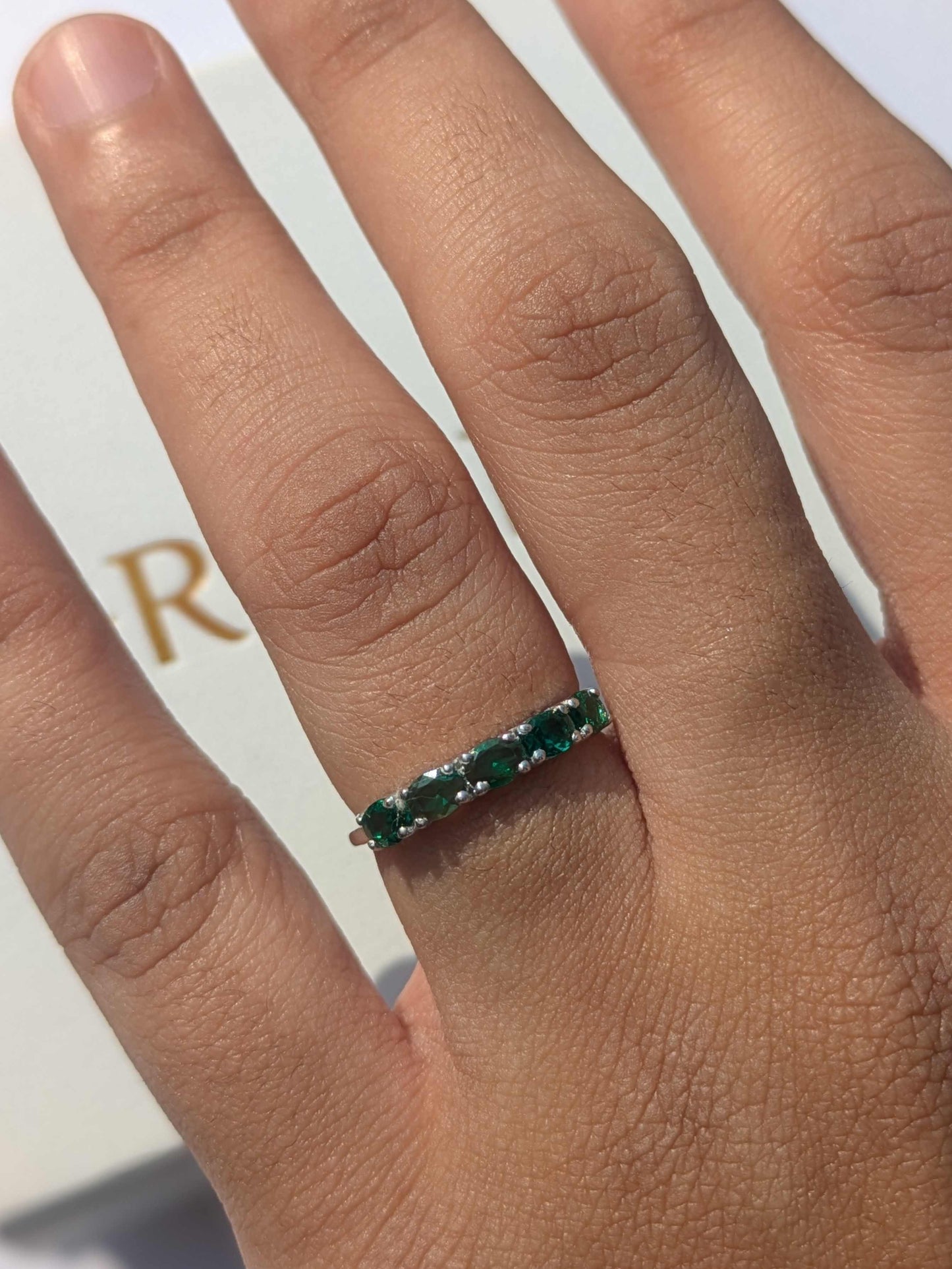 Oval Half Eternity Silver Band For Women