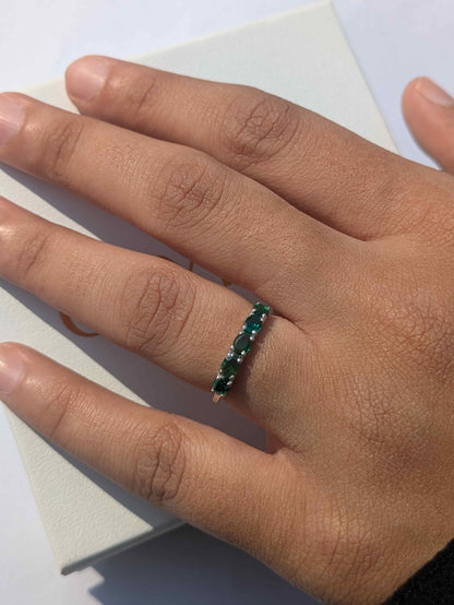 Oval Half Eternity Silver Band For Women