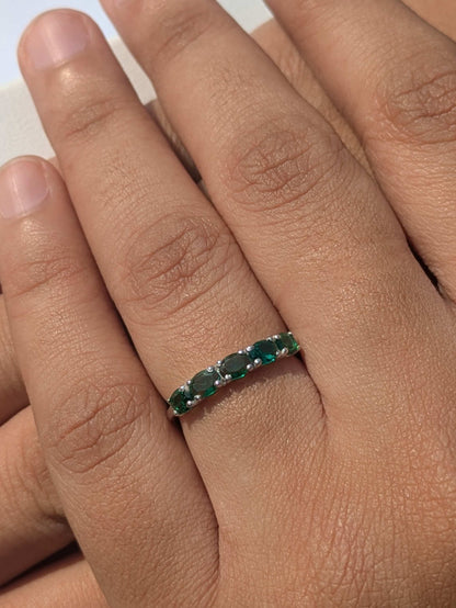 Oval Half Eternity Silver Band For Women