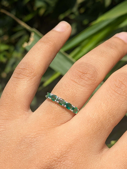 Oval Half Eternity Silver Band For Women