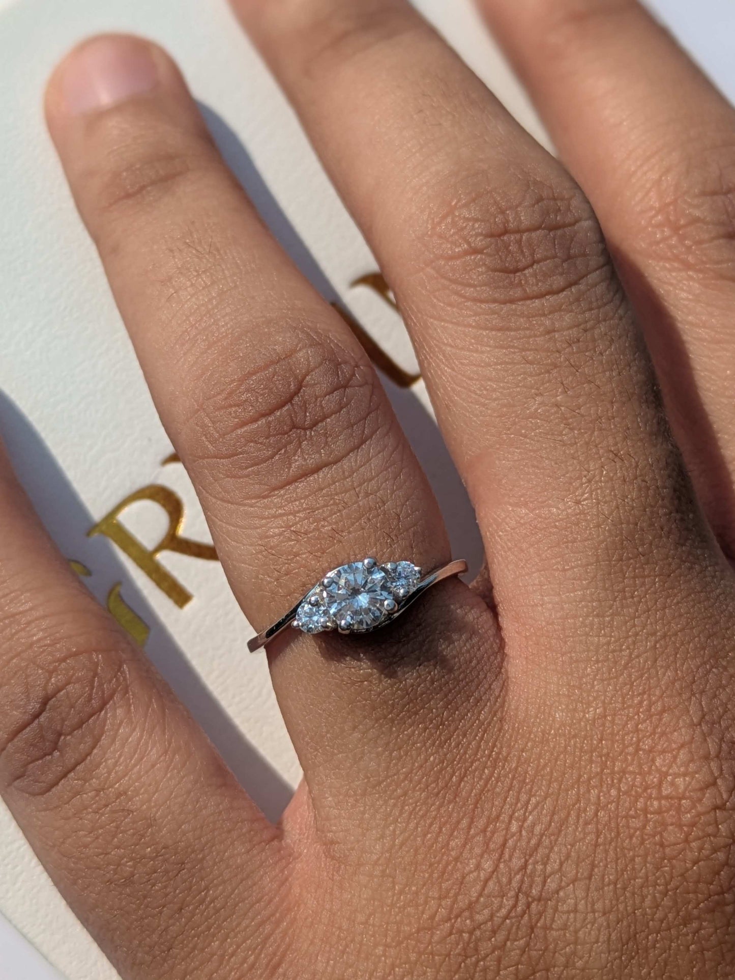 0.59Ct Round 3-Stone Solitaire Silver Ring for Women