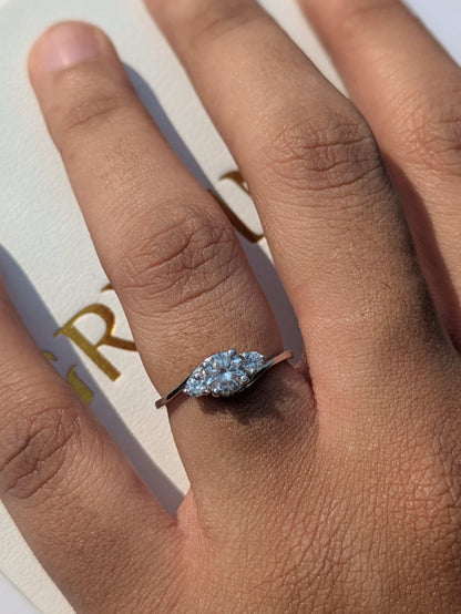 0.59Ct Round 3-Stone Solitaire Silver Ring for Women