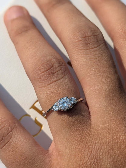 0.59Ct Round 3-Stone Solitaire Silver Ring for Women