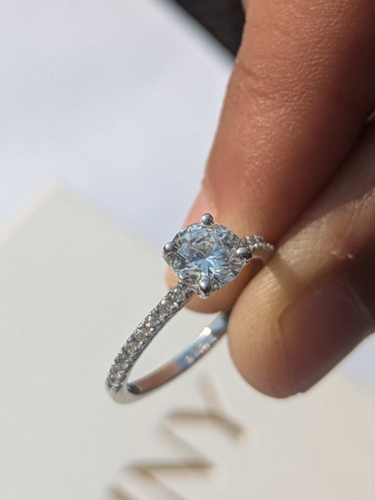 0.8Ct Rosie Round Solitaire Silver Ring For Women