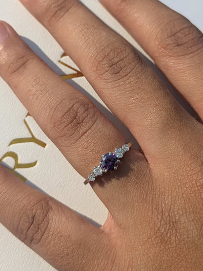 1.0Ct Purple Amethyst Silver Round Solitaire Ring For Women