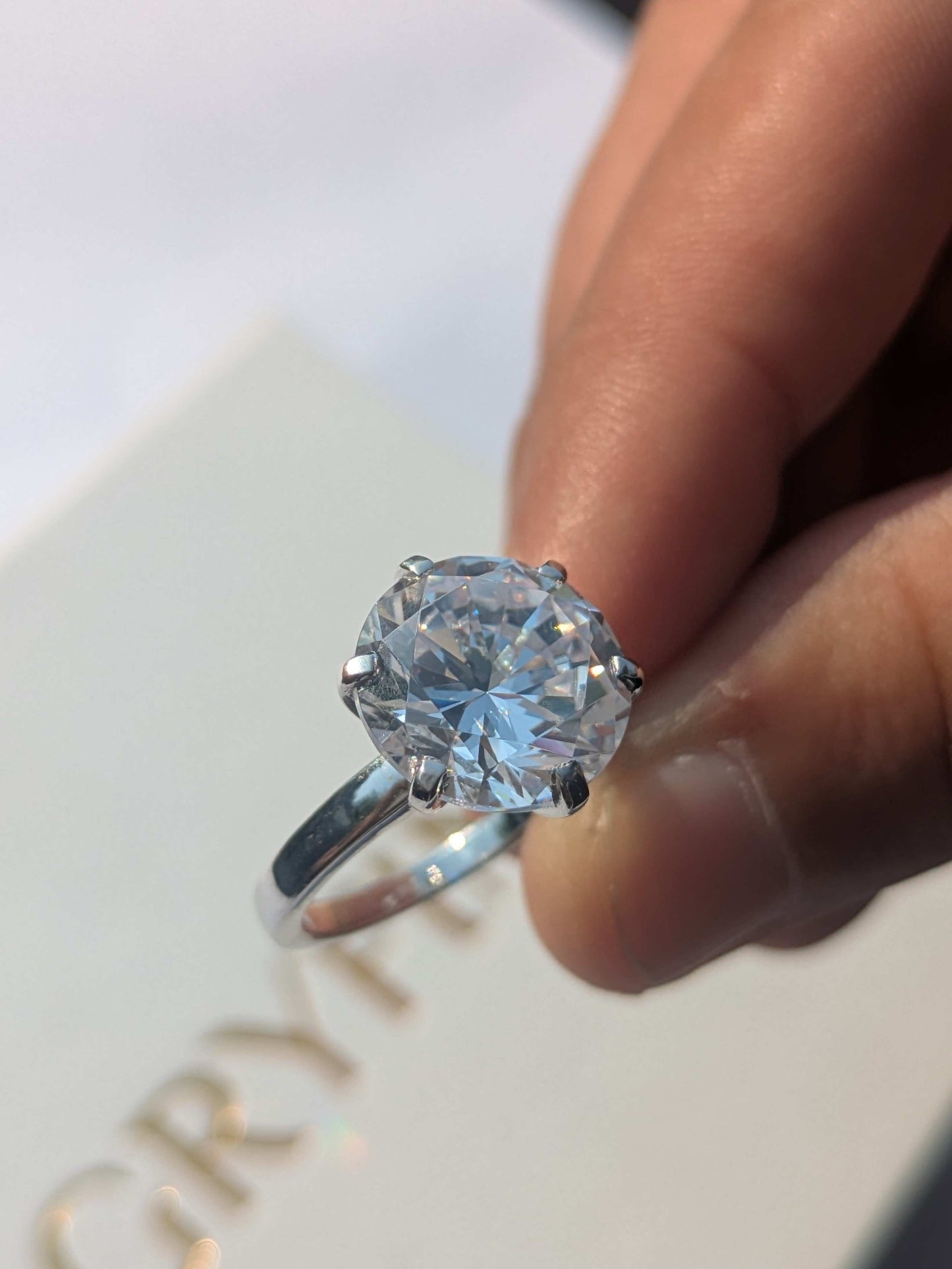 5.85Ct Lux Round Silver Solitaire Ring For Women