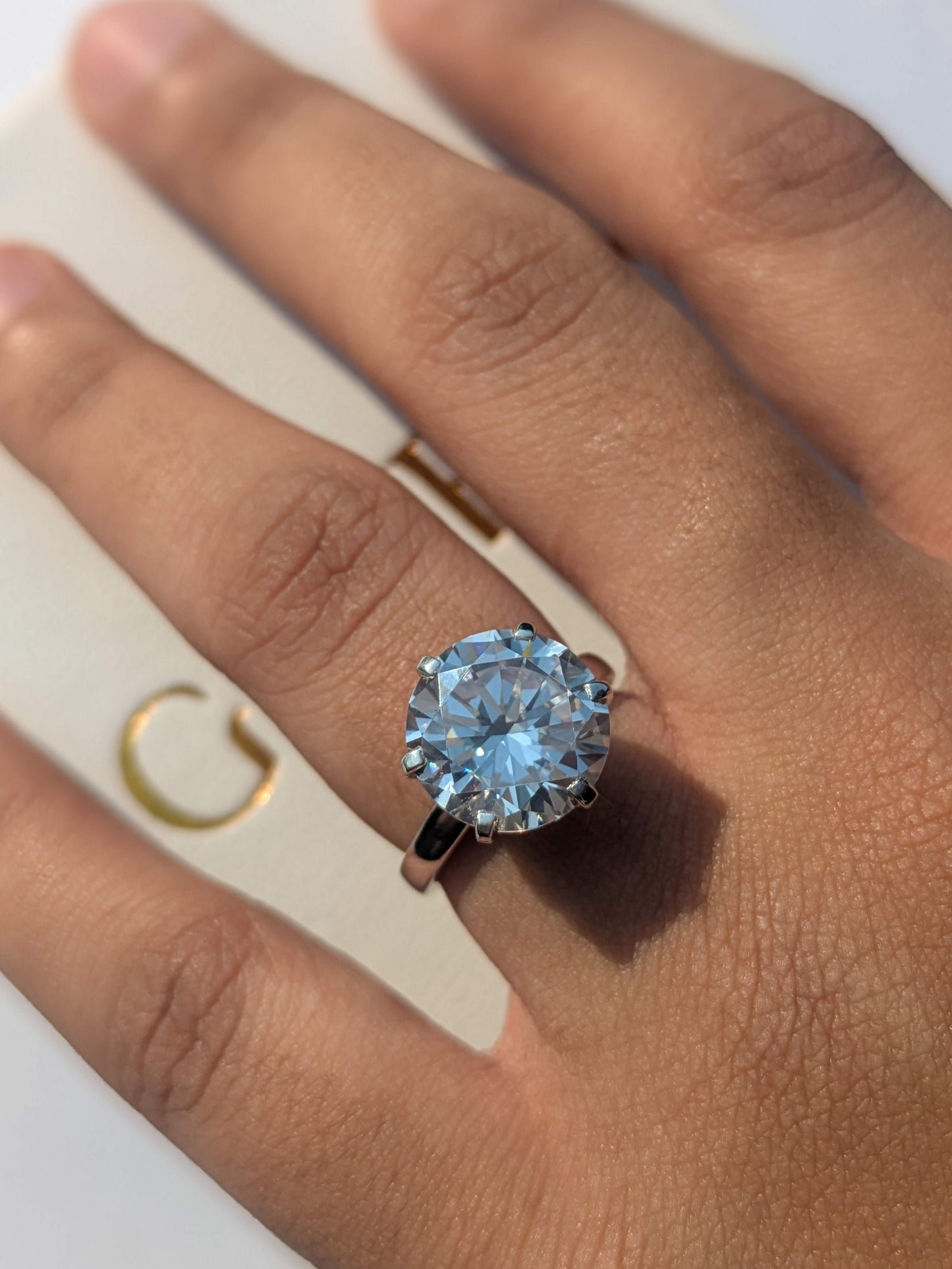 5.85Ct Lux Round Silver Solitaire Ring For Women