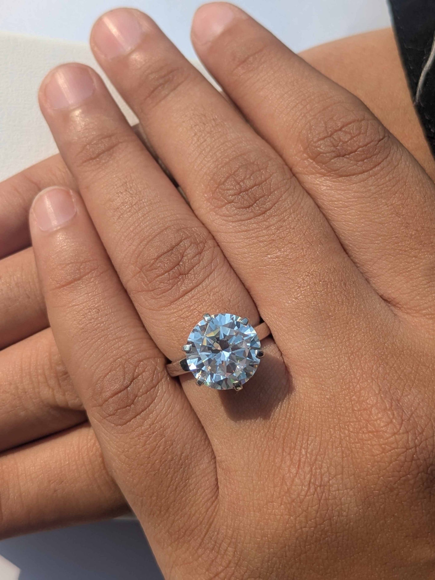 5.85Ct Lux Round Silver Solitaire Ring For Women