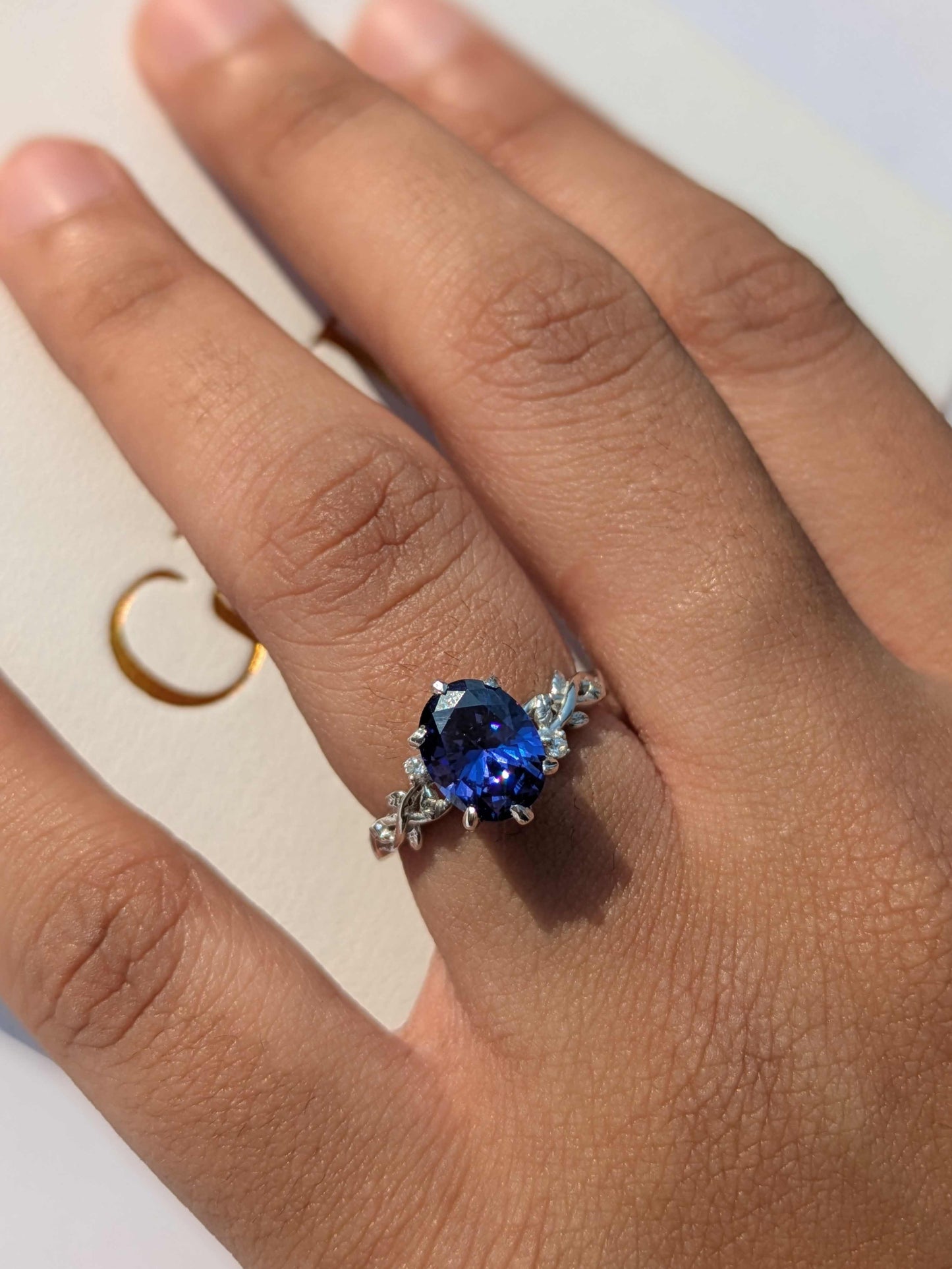 2Ct Blue Tanzanite Oval Floral Silver Solitaire Ring For Women