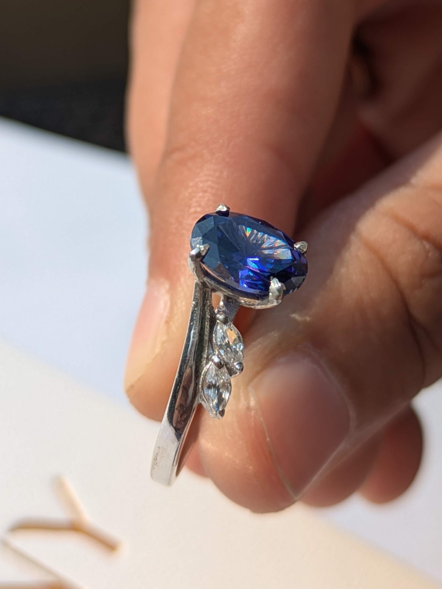 2Ct Blue Tanzanite Sarah Silver Oval Solitaire Ring
