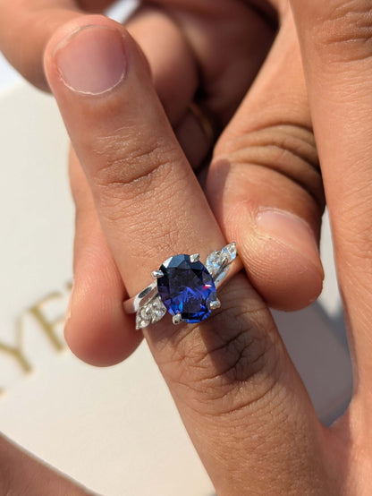 2Ct Blue Tanzanite Sarah Silver Oval Solitaire Ring