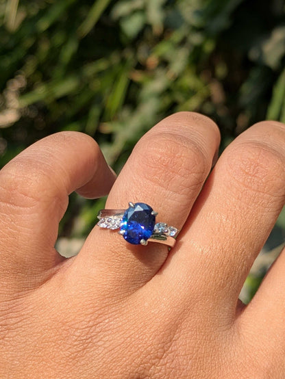 2Ct Blue Tanzanite Sarah Silver Oval Solitaire Ring