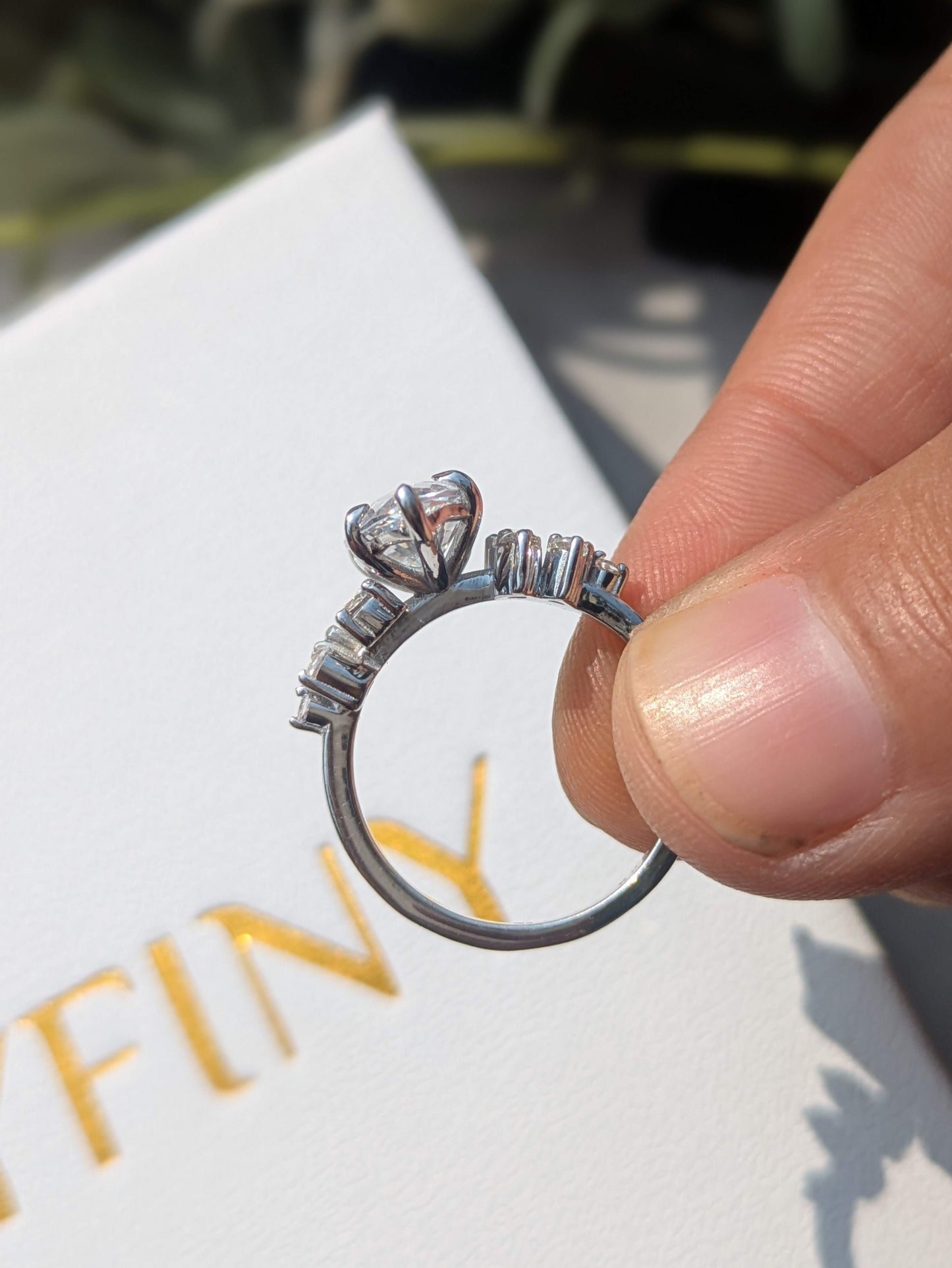 2.5 Ct Marquise With Side Accent Solitaire Silver Ring For Women