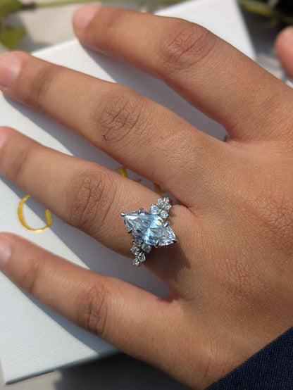 2.5 Ct Marquise With Side Accent Solitaire Silver Ring For Women