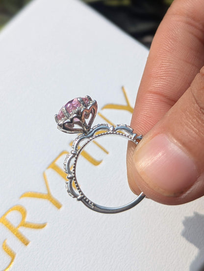 2Ct Pink Rose Cut Marell Luxe Round Solitaire Silver Ring For Women