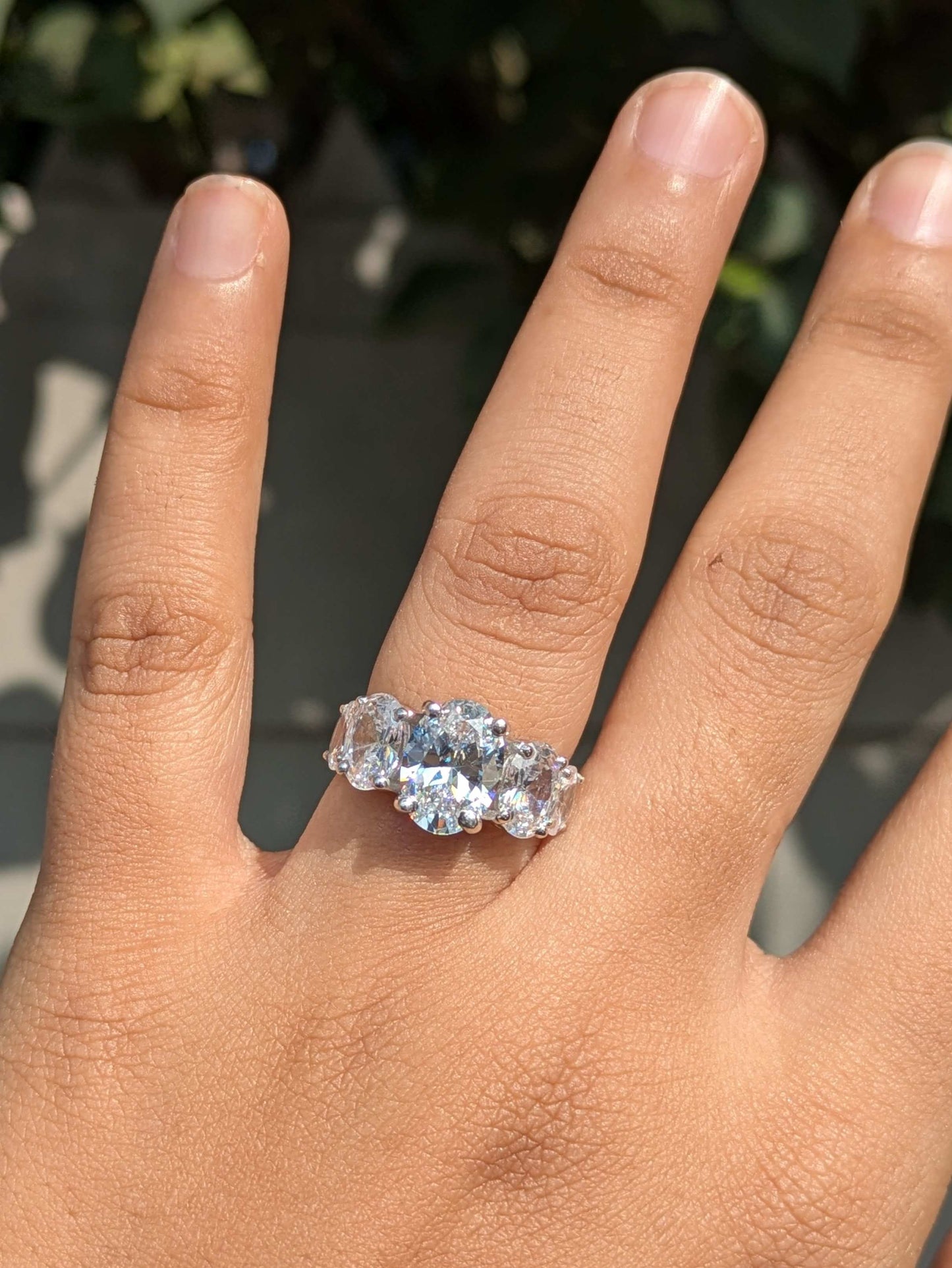 7CT 5 Stone Oval Half Eternity Silver Band For Women