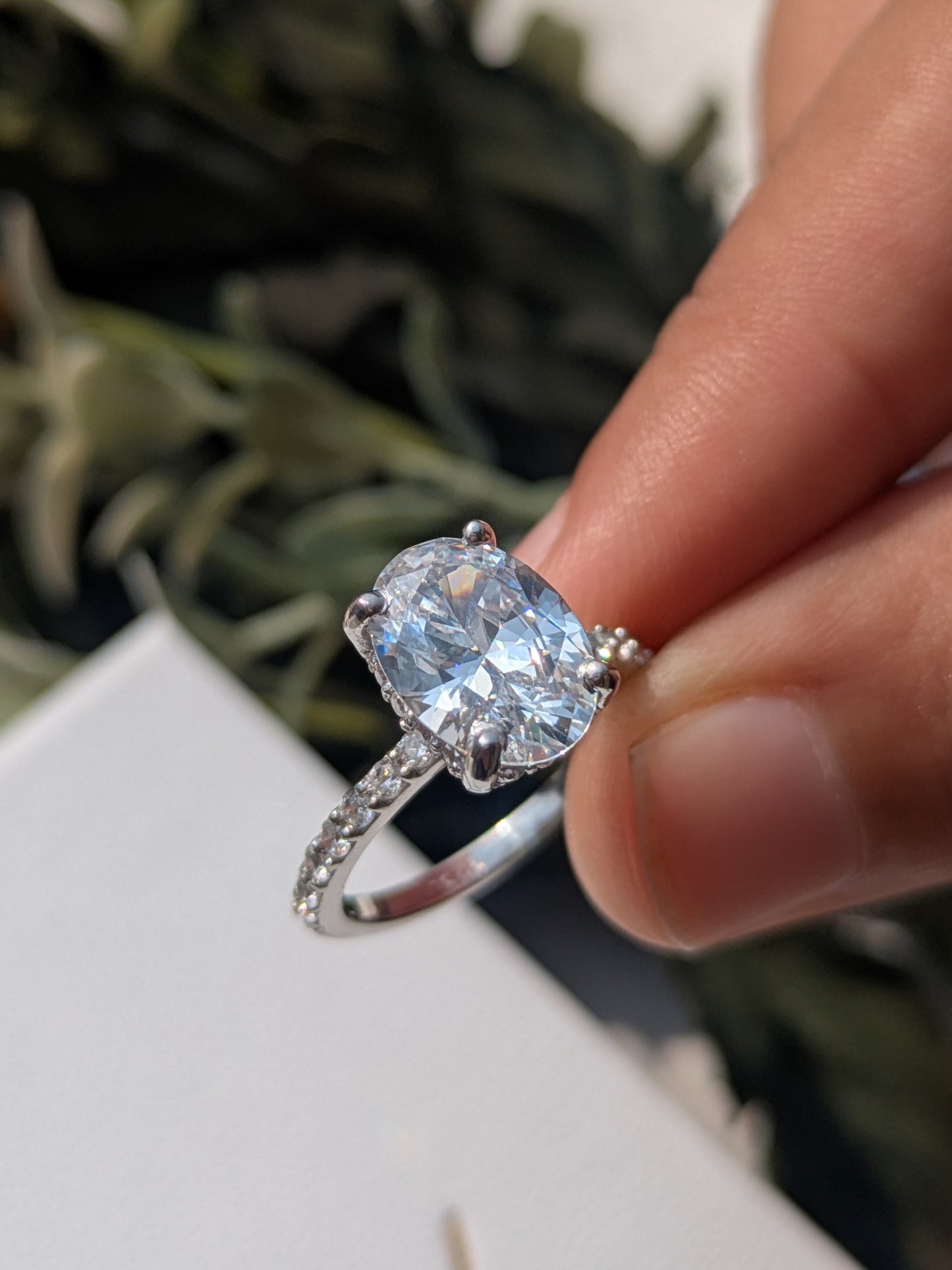 3Ct Oval Solitaire Silver Ring For Women
