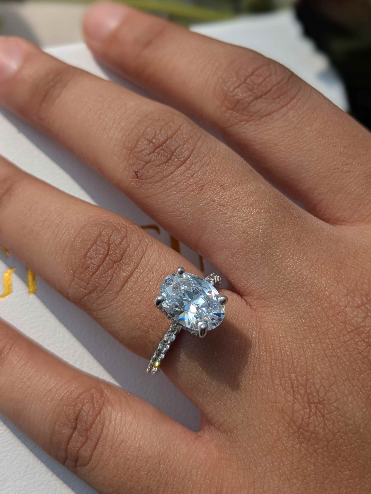 3Ct Oval Solitaire Silver Ring For Women