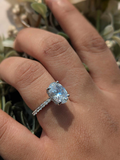3Ct Oval Solitaire Silver Ring For Women