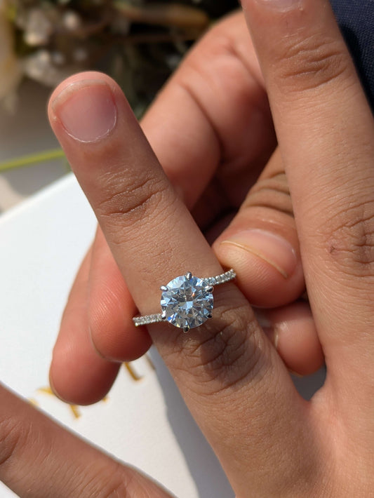 2ct Round Bypass Solitaire Silver Ring For Women
