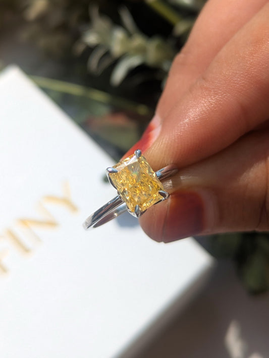 1.8 Ct Yellow Ice Crushed Solitaire Silver Ring For Women