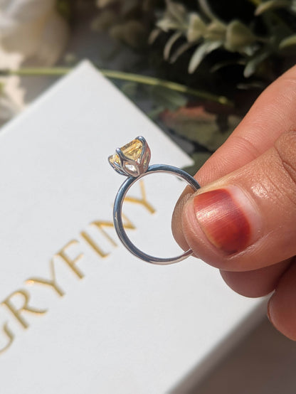 1.8 Ct Yellow Ice Crushed Solitaire Silver Ring For Women