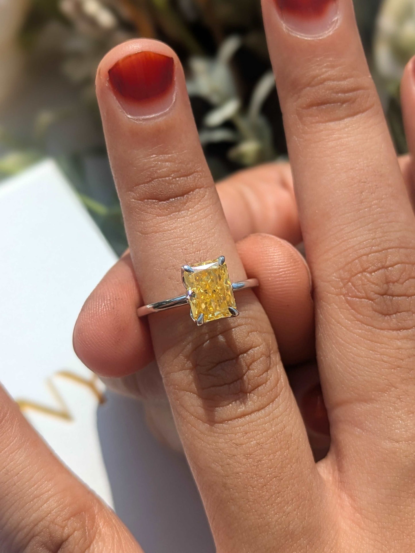 1.8 Ct Yellow Ice Crushed Solitaire Silver Ring For Women