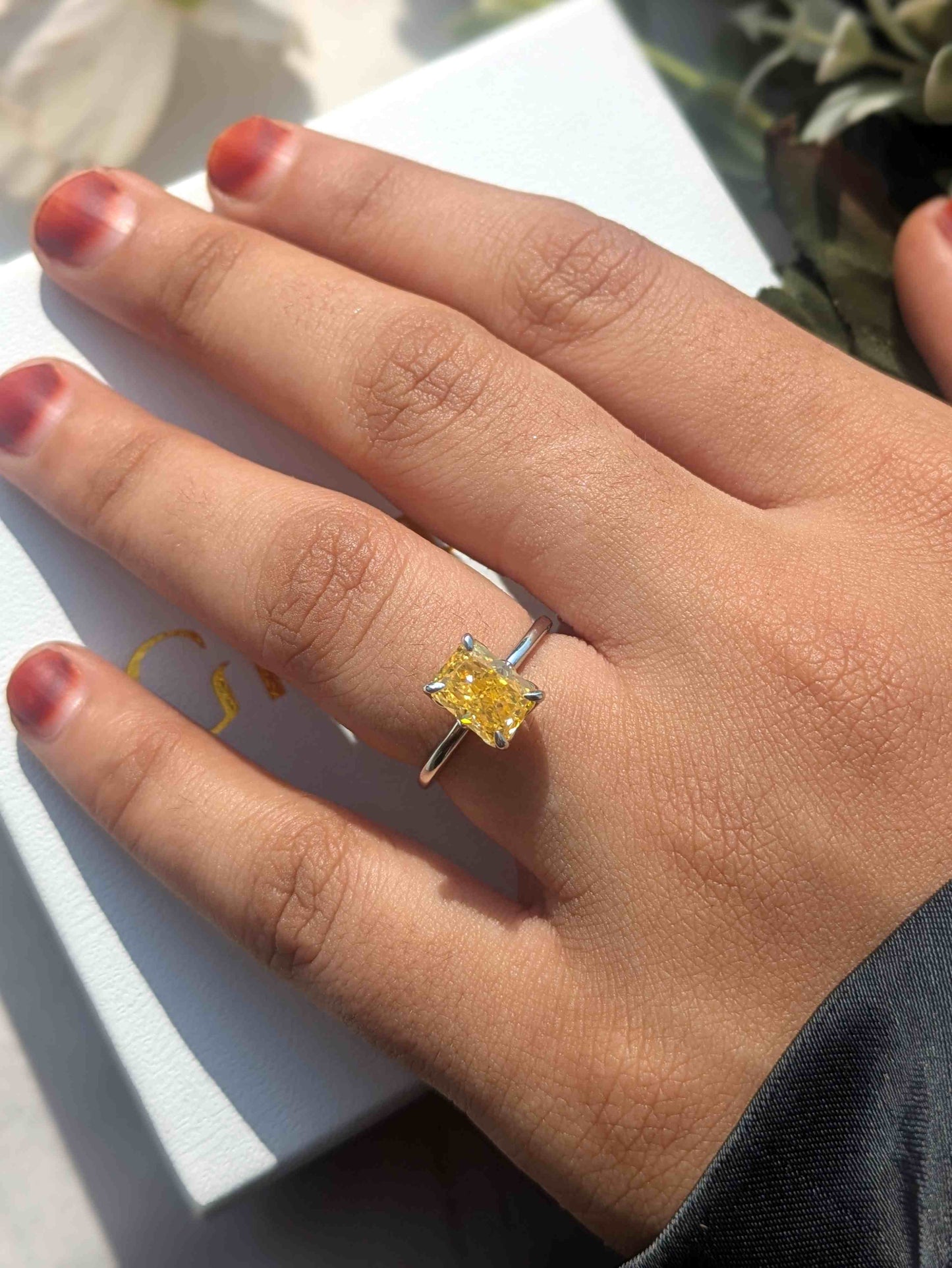 1.8 Ct Yellow Ice Crushed Solitaire Silver Ring For Women