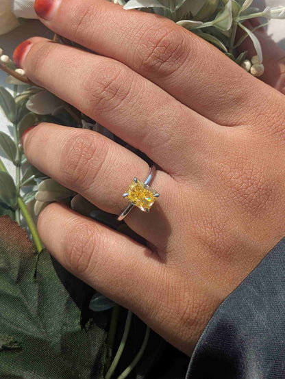 1.8 Ct Yellow Ice Crushed Solitaire Silver Ring For Women