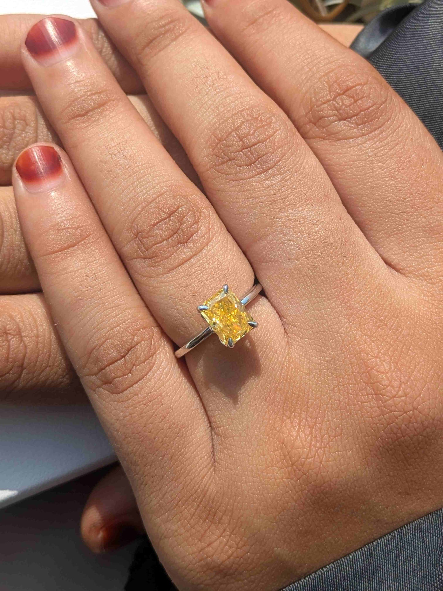 1.8 Ct Yellow Ice Crushed Solitaire Silver Ring For Women