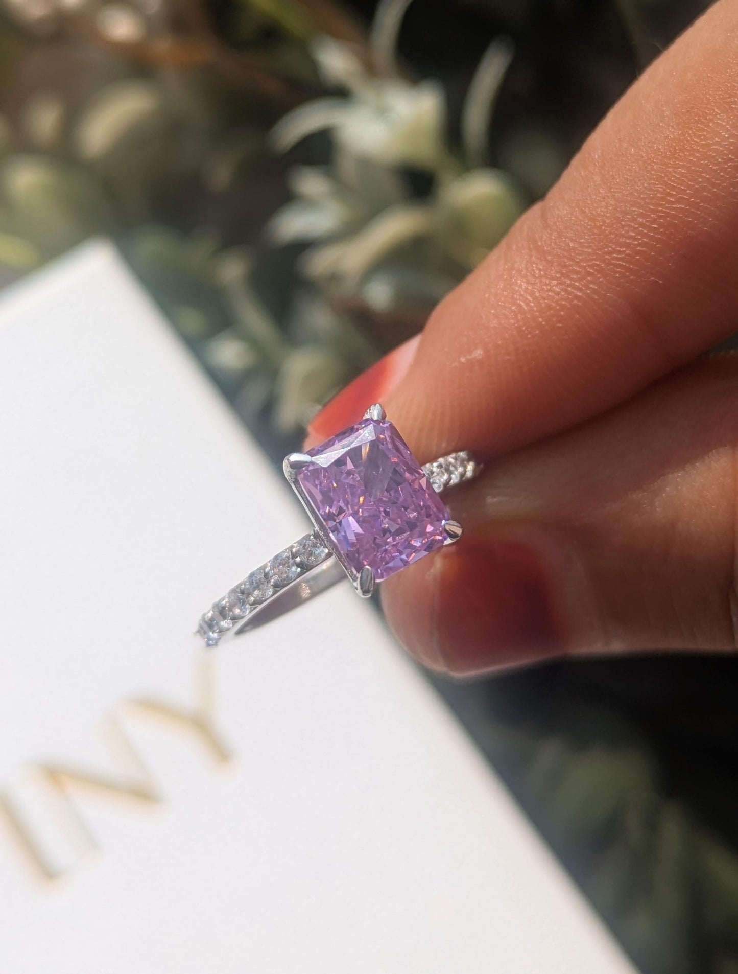 1.8 Ct Pink Ice Crushed Solitaire Silver Ring For Women