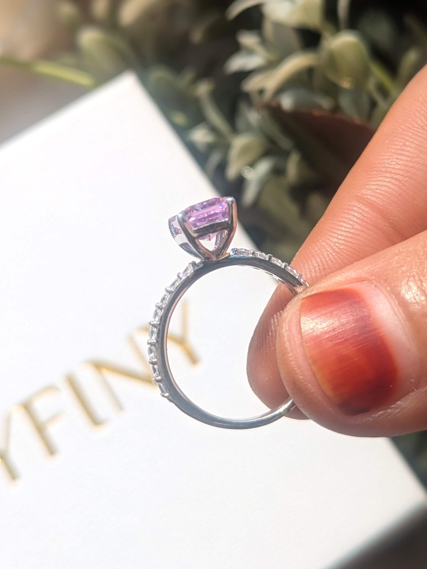 1.8 Ct Pink Ice Crushed Solitaire Silver Ring For Women