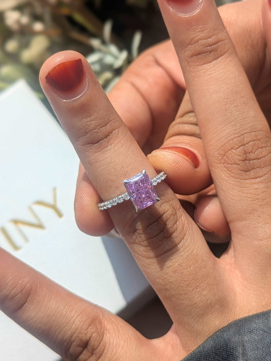 1.8 Ct Pink Ice Crushed Solitaire Silver Ring For Women