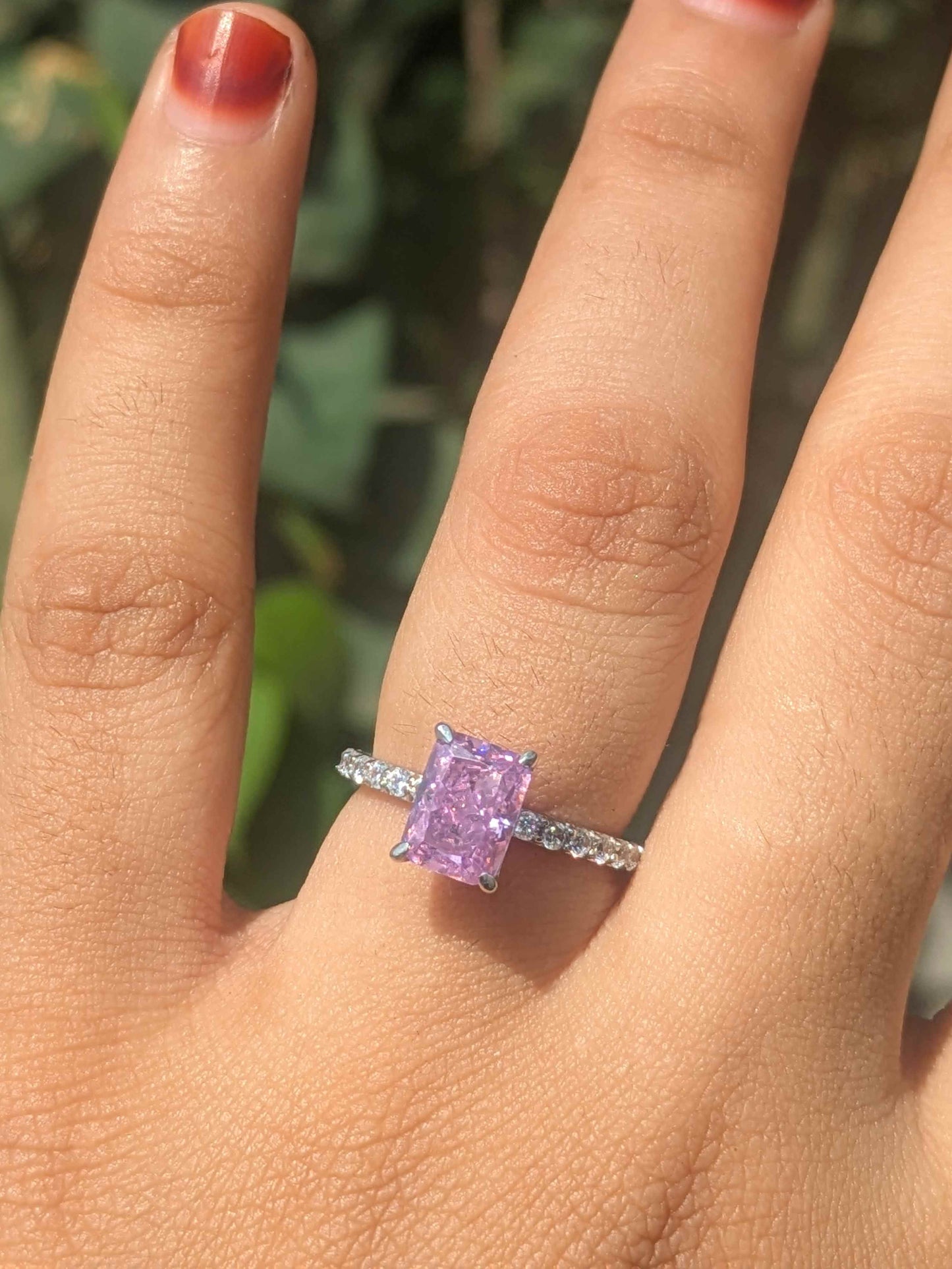 1.8 Ct Pink Ice Crushed Solitaire Silver Ring For Women