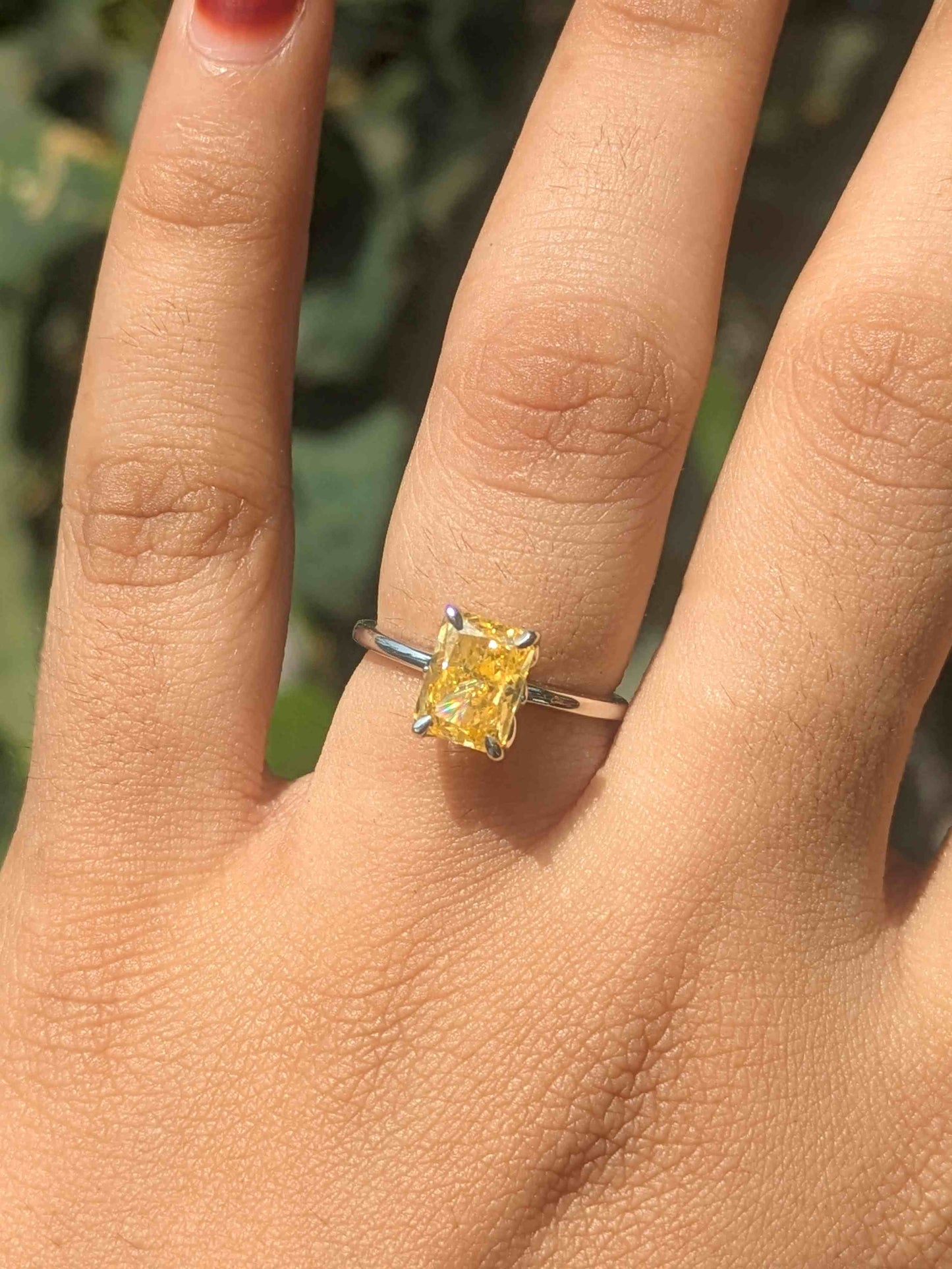 1.8 Ct Yellow Ice Crushed Solitaire Silver Ring For Women