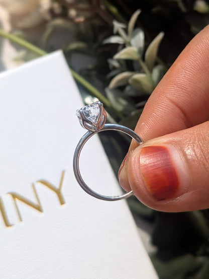 2Ct Marina Silver Oval Solitaire Ring For Women