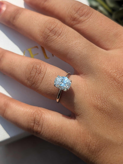 2Ct Marina Silver Oval Solitaire Ring For Women