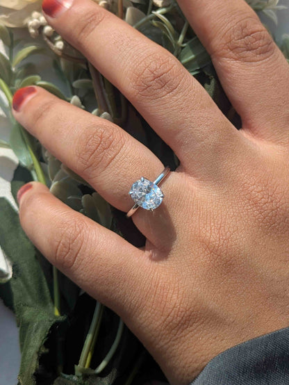 2Ct Marina Silver Oval Solitaire Ring For Women