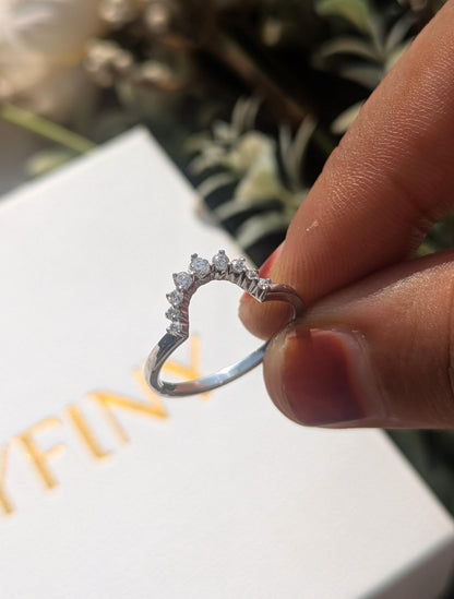 Curve Crown Silver Stackable Ring For Women