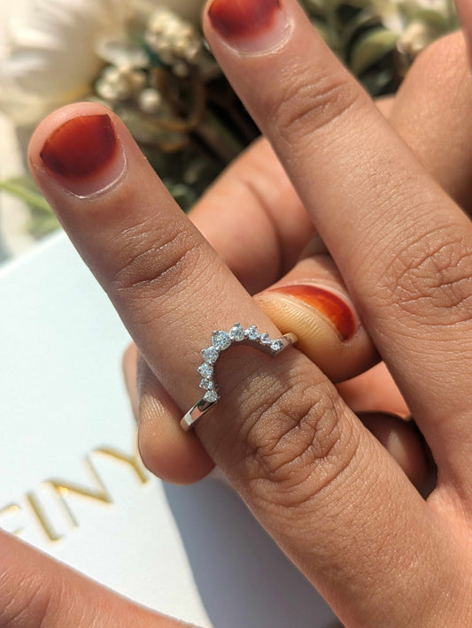 Curve Crown Silver Stackable Ring For Women