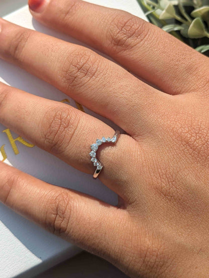 Curve Crown Silver Stackable Ring For Women